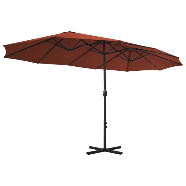vidaXL Parasol d'ext&eacute;rieur avec poteau en aluminium terre cuite