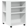 vidaXL Table d'appoint avec roues blanc 55x60x78 cm bois d'ing&eacute;nierie