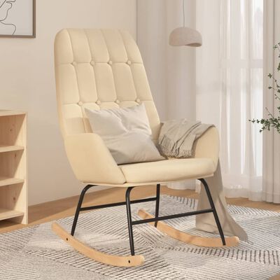 vidaXL Chaise à bascule Crème Tissu