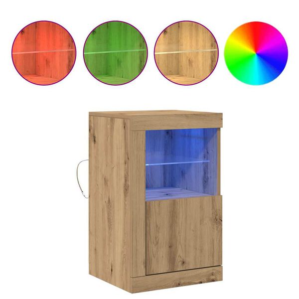 vidaXL Buffet LED 2 pcs Ch&ecirc;ne artisanal 41 x 37 x 67 cm
