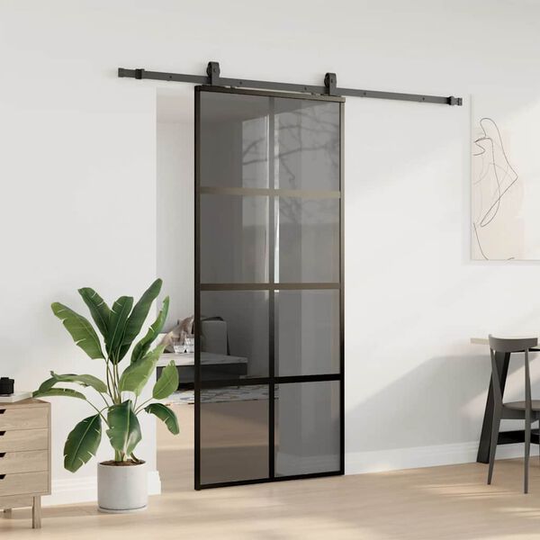 vidaXL Porte coulissante avec kit de quincaillerie noir 90x205 cm