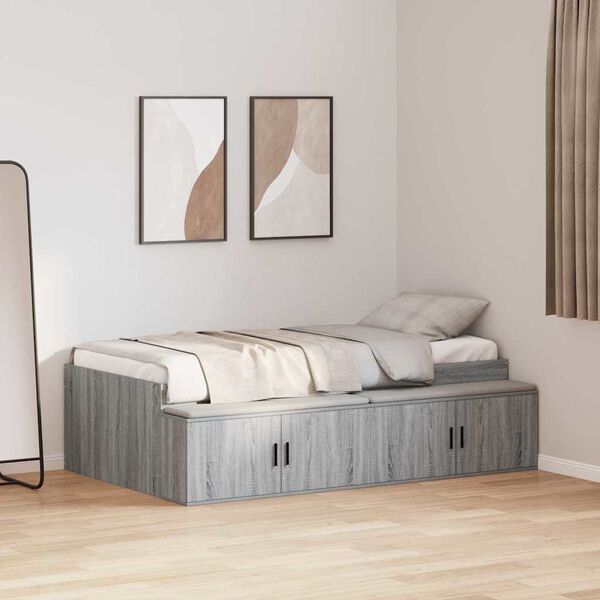 vidaXL Cadre de lit Gris Sonoma 80 x 200 cm Bois d'ing&eacute;nierie
