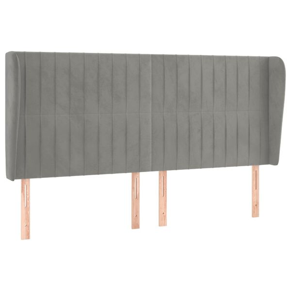 vidaXL T&ecirc;te de lit avec oreilles Gris clair 183x23x118/128 cm Velours