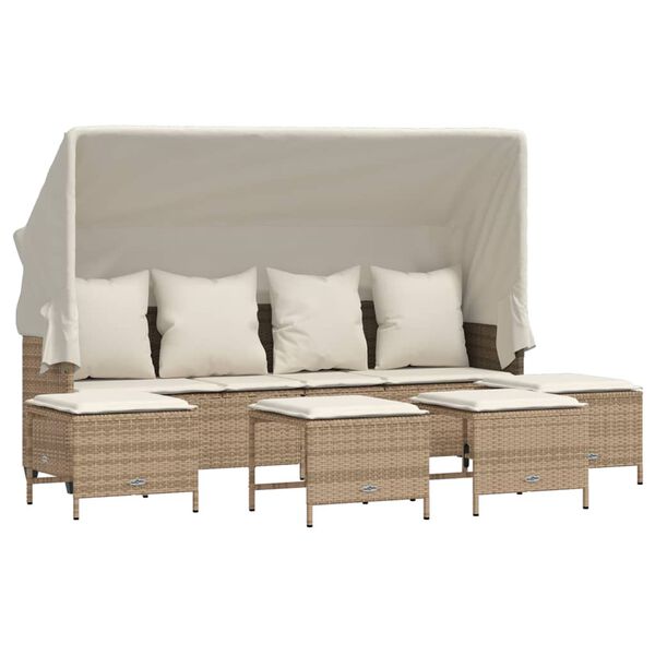 vidaXL Salon de jardin avec coussins 5 pcs beige r&eacute;sine tress&eacute;e