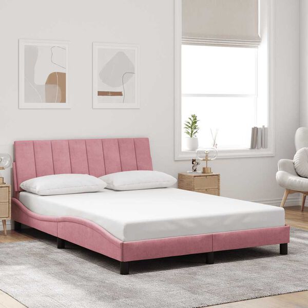 vidaXL Cadre de lit sans matelas Hanko rose 120x200 cm velours