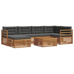 vidaXL Ensemble de canap&eacute;s d'ext&eacute;rieur 7 pc Naturel et Anthracite