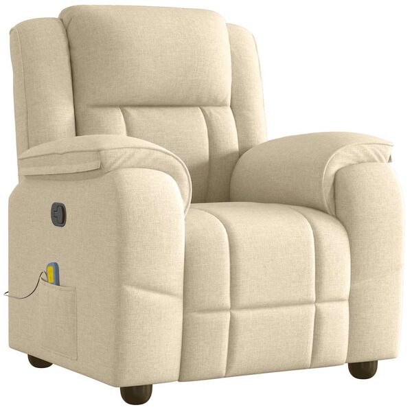 vidaXL Fauteuil de massage inclinable Cr&egrave;me Tissu