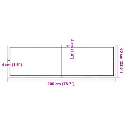 vidaXL Dessus de table 200x60x(2-6) cm bois de chêne massif non traité