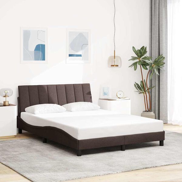 vidaXL Cadre de lit sans matelas Hanko marron fonc&eacute; 120x200 cm tissu