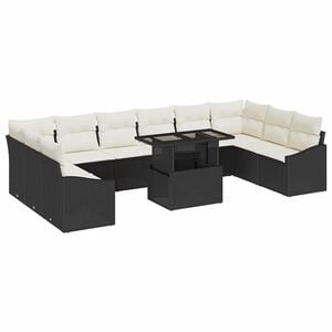 vidaXL Ensemble de canap&eacute; de jardin avec coussin 11 pcs Noir et Cr&egrave;me