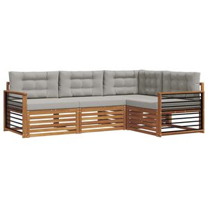 vidaXL Ensemble de canap&eacute;s d'ext&eacute;rieur 4 pc Gris Naturel et Clair