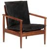 vidaXL Fauteuil noir cuir v&eacute;ritable et bois d'acacia solide