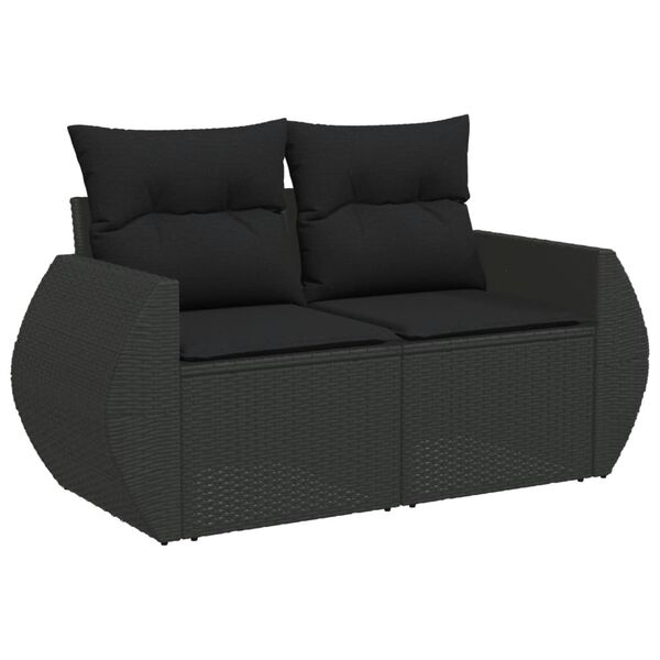 vidaXL Salon de jardin 10 pcs avec coussins noir r&eacute;sine tress&eacute;e