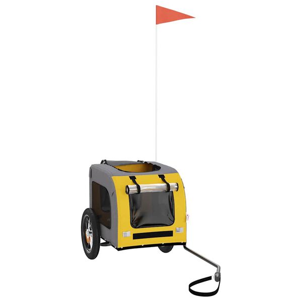 vidaXL Remorque de v&eacute;lo pour animaux de compagnie jaune et gris