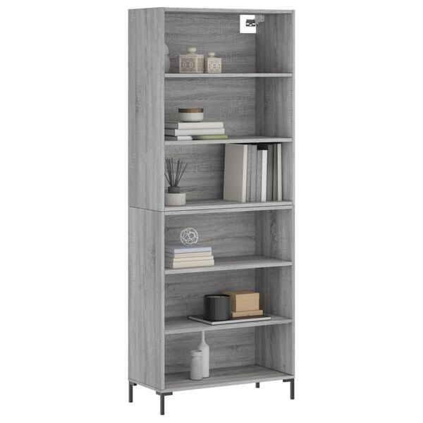 vidaXL Buffet sonoma gris 69,5x32,5x180 cm bois d'ing&eacute;nierie