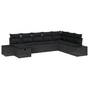 vidaXL Ensemble de canap&eacute; de jardin 8 pc Noir polyrotin
