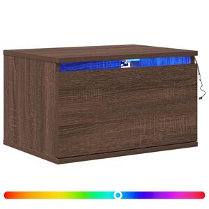 vidaXL Table de chevet murale avec lumi&egrave;res LED ch&ecirc;ne marron