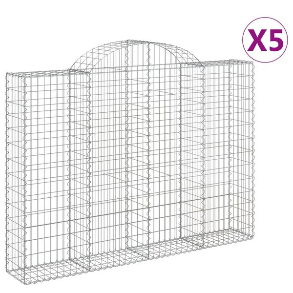 vidaXL Paniers &agrave; gabions arqu&eacute;s 5 pcs 200x30x140/160 cm Fer galvanis&eacute;