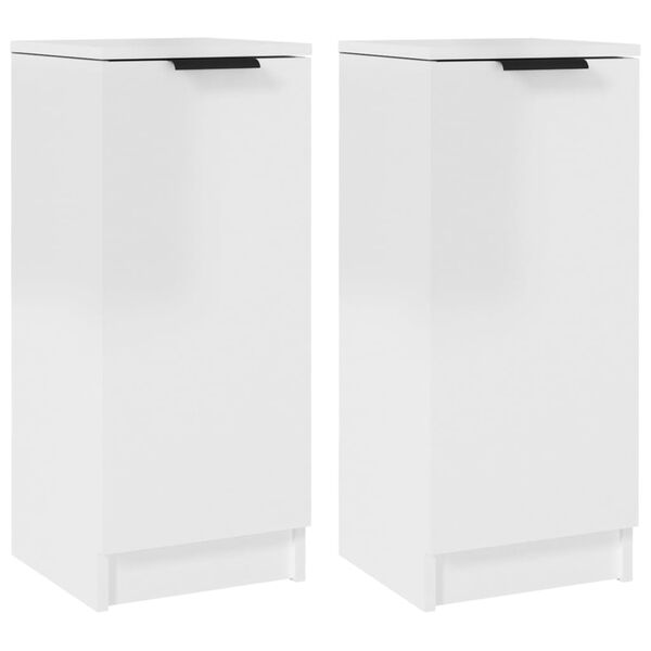 vidaXL Buffets 2 pcs Blanc brillant 30x30x70 cm Bois d'ing&eacute;nierie
