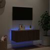 vidaXL Meuble TV mural avec lumi&egrave;res LED ch&ecirc;ne marron 80x35x31 cm