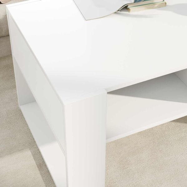 vidaXL Table basse Blanc 92 x 53 x 45 cm Bois d'ing&eacute;nierie