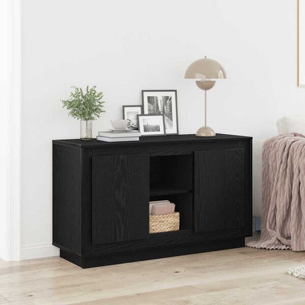 vidaXL Buffet Ch&ecirc;ne noir 102 x 35 x 60 cm Bois d'ing&eacute;nierie