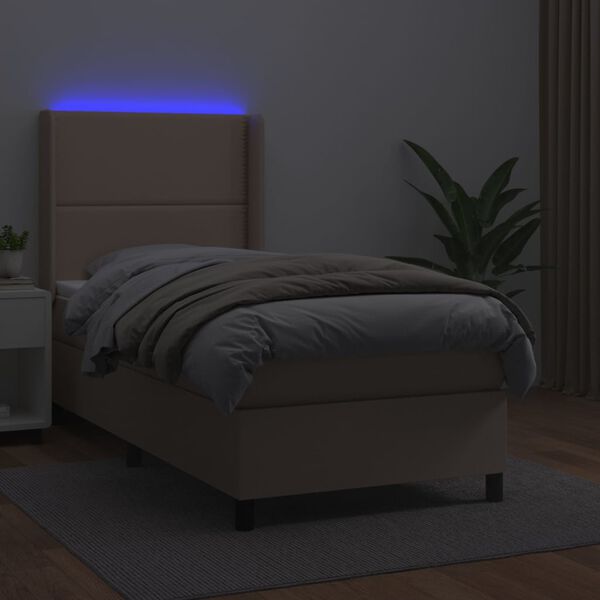 vidaXL Sommier &agrave; lattes de lit matelas LED Cappuccino 90x190cm