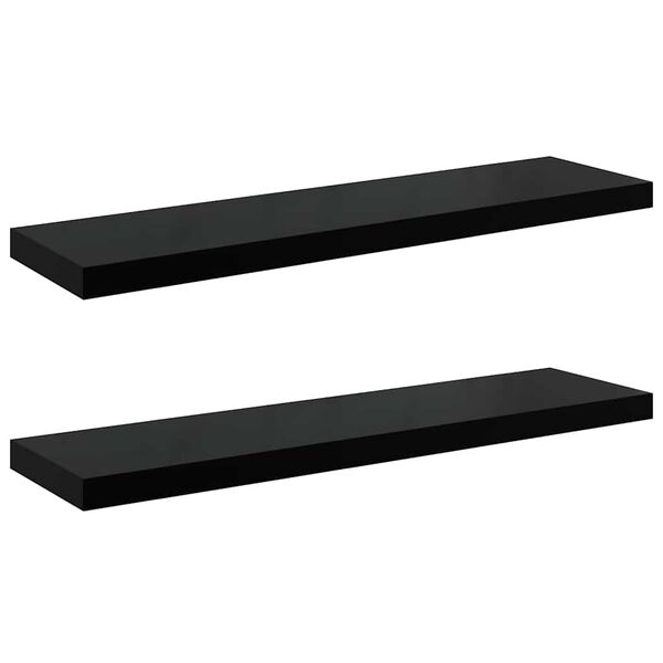 vidaXL Étagère murale flottante 2 pcs Noir brillant 90x23,5x3,8 cm MDF