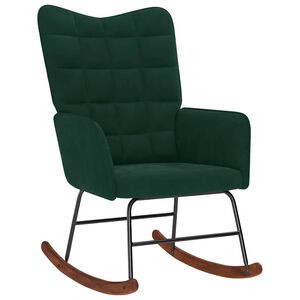 vidaXL Chaise &agrave; bascule Vert fonc&eacute; Velours