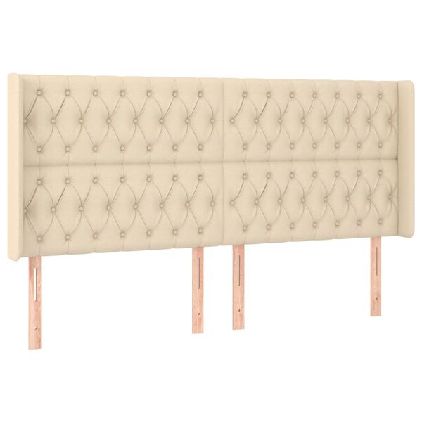 vidaXL T&ecirc;te de lit avec oreilles Cr&egrave;me 203x16x118/128 cm Tissu