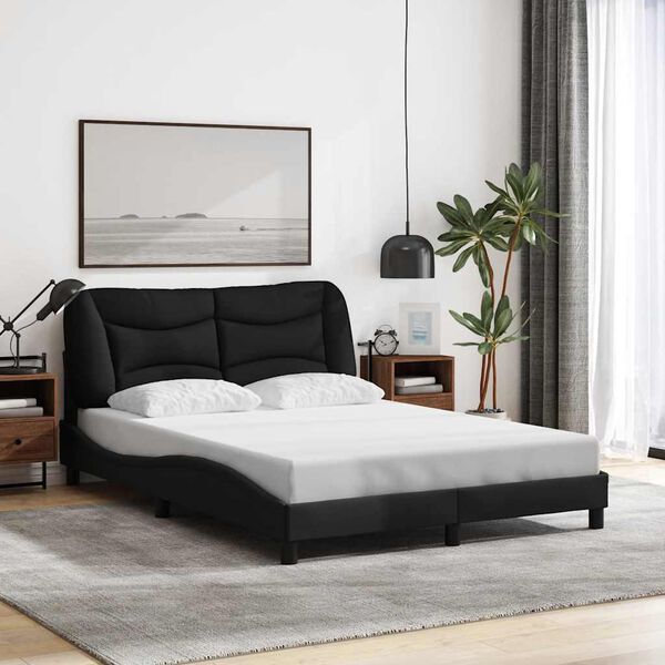 vidaXL Cadre de lit sans matelas Hvar noir 120x200 cm tissu