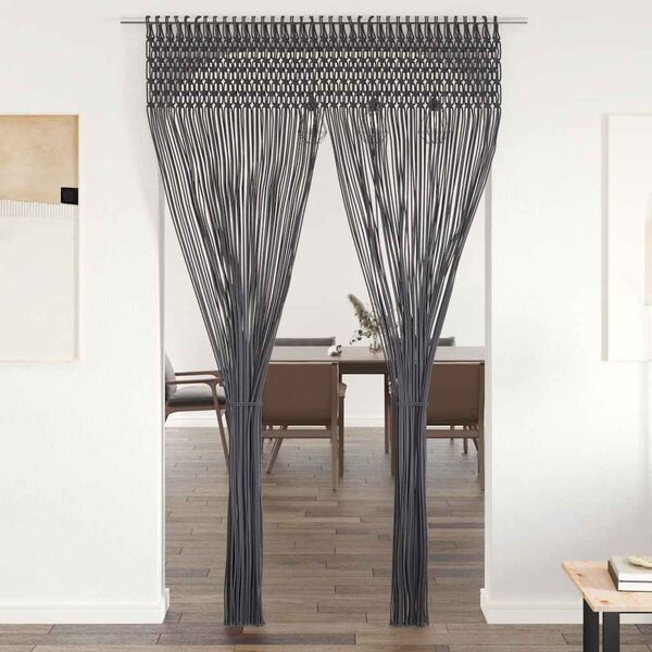 vidaXL Rideau en macramé Anthracite 140x240 cm Coton