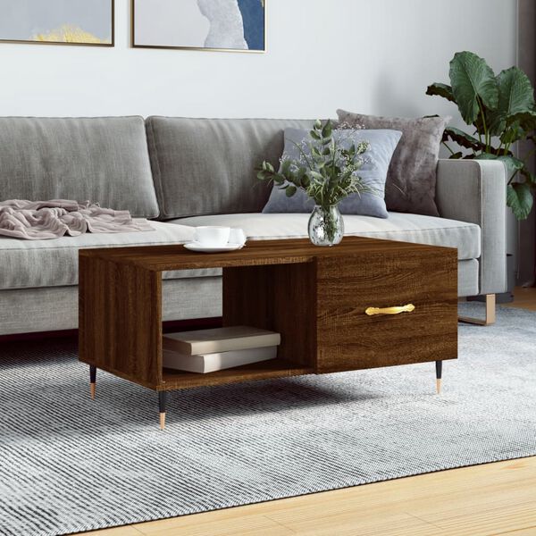 vidaXL Table basse ch&ecirc;ne marron 90x50x40 cm bois d'ing&eacute;nierie