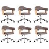 vidaXL Chaises pivotantes &agrave; manger lot de 6 taupe bois courb&eacute; et tissu