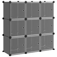 vidaXL Cubes de rangement 9 pcs avec portes Noir PP