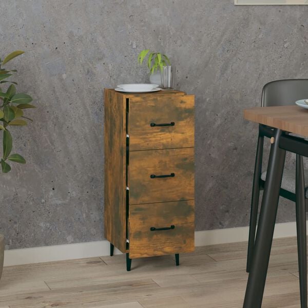 vidaXL Buffet Chêne fumé 34,5x34x90 cm Bois d'ingénierie