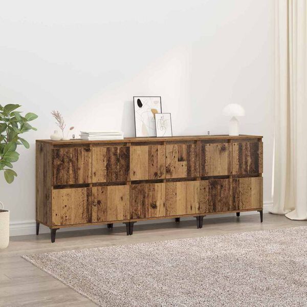 vidaXL Buffets 3 pcs Bois Ancien 60 x 35 x 70 cm Bois d'ing&eacute;nierie