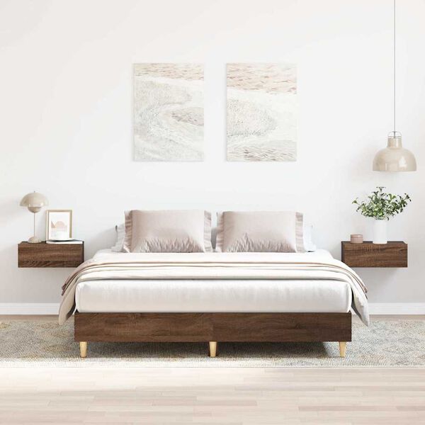vidaXL Cadre de lit sans matelas ch&ecirc;ne marron 140x200 cm