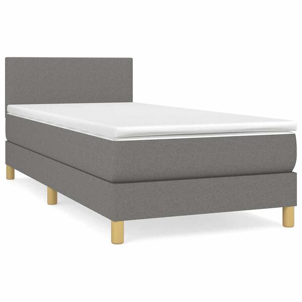 vidaXL Sommier &agrave; lattes de lit avec matelas Gris fonc&eacute; 80x200 cm Tissu
