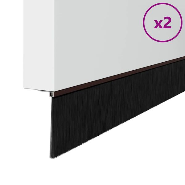 vidaXL Brosses de porte adh&eacute;sives 2 pcs Marron 100 cm