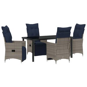 vidaXL Ensemble table et chaises avec coussin 5 pcs Gris Rotin PE