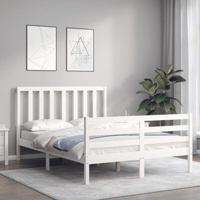 vidaXL Cadre de lit avec tête de lit blanc 140x200 cm bois massif