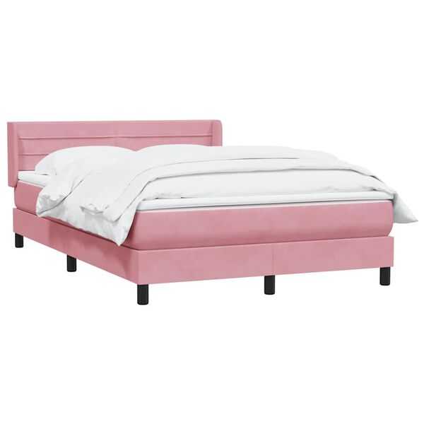vidaXL Sommier &agrave; lattes de lit avec matelas rose 140x210 cm velours