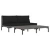 vidaXL Salon de jardin 3 pcs Gris fonc&eacute; R&eacute;sine tress&eacute;e demi-ronde