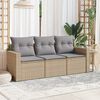vidaXL Salon de jardin avec coussins 3 pcs beige r&eacute;sine tress&eacute;e