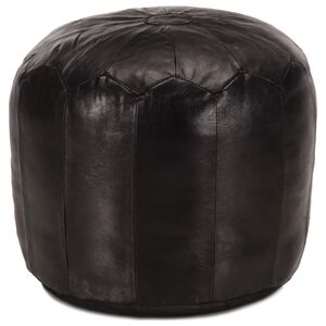 vidaXL Pouf 40 x 35 cm Noir Cuir v&eacute;ritable de ch&egrave;vre