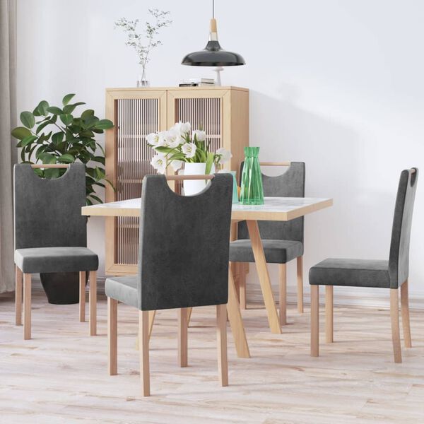 vidaXL Chaises &agrave; manger lot de 4 gris similicuir daim