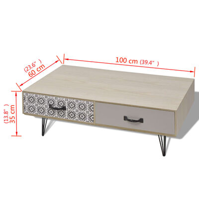 vidaXL Table basse 100 x 60 x 35 cm beige
