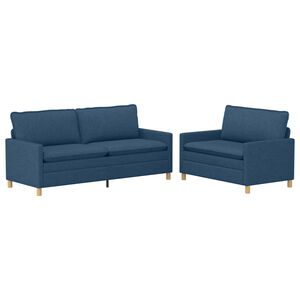 vidaXL Ensemble de Canap&eacute;s 2 pc Bleu Tissu