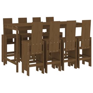 vidaXL Ensemble de bar de jardin 9 pcs marron miel bois de pin massif